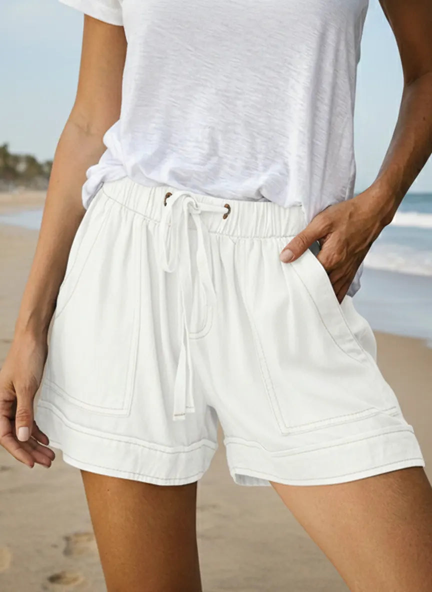 Women's Elastic Waist Denim Shorts