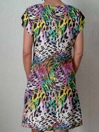 Women's Classic Color Leopard Floral Print Cotton and Linen Dress