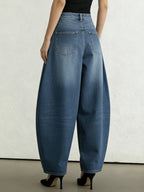 Women's High-waisted Loose-fit Wide-leg Denim Trousers