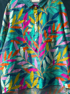 Women's Watercolor Flowers Floral Art Print Casual Cotton And Linen Shirt