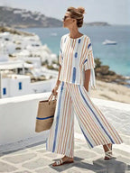 Women's Casual Loose Striped Pants Set