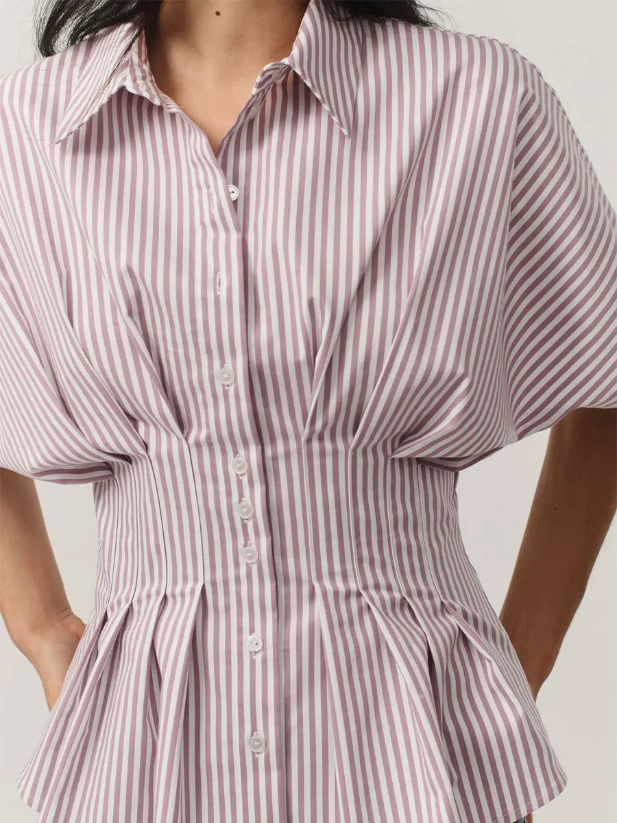 Women's Striped Art Pattern Casual Cotton Shirt