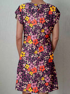 Women's Classic Art Floral Print Cotton and Linen  Dress