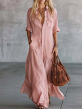 Women's Vintage Elegant Shirt-collar Maxi Dress