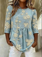Women'S Casual Color-Blocked Short-Sleeved Top