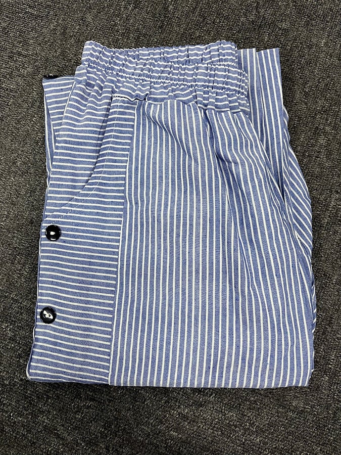 Jacquard striped printed button-down slacks