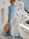 Women'S Loose Contrast Gradient Pants Set