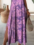 Women's V-Neck Floral Pattern Dress