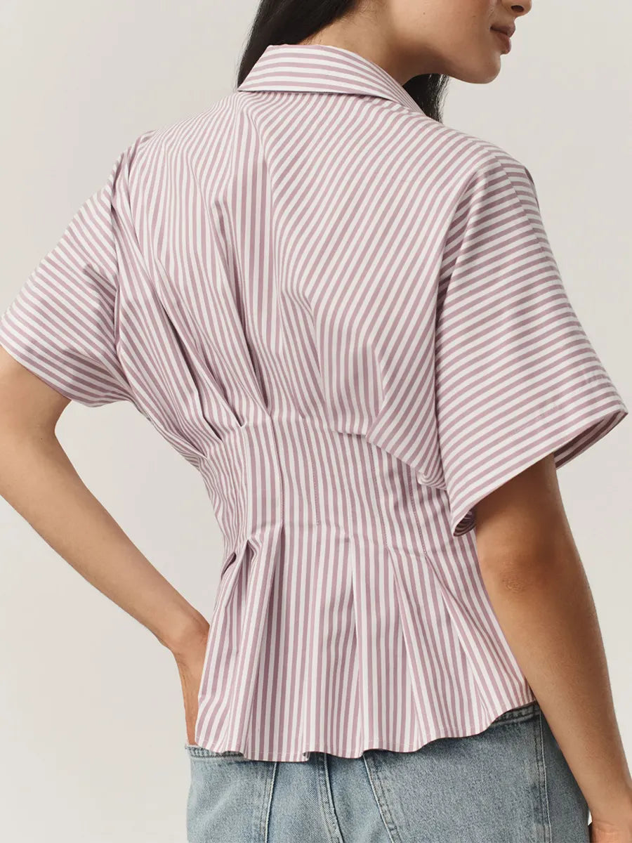 Women's Striped Art Pattern Casual Cotton Shirt