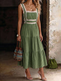 Women's Casual Fashion Lace-trimmed Sleeveless Maxi Dress