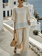 Women'S Loose Striped Pants Suit