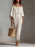 Women's off-shoulder cotton and linen dress