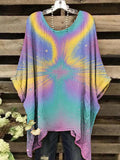 Women's Vintage Pastel Beam Pattern Crew Neck Top
