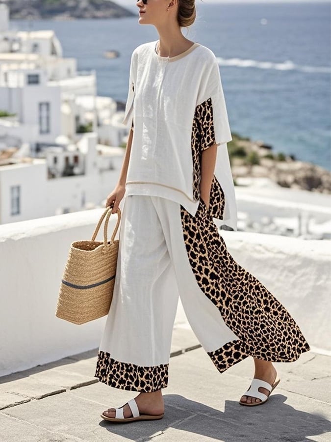 Women's Casual Loose Striped Pants Set
