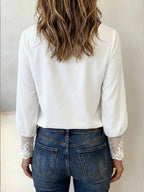 Women's Patchwork Lace Lantern Sleeve Shirt