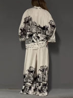 Architectural Print Satin Shirt