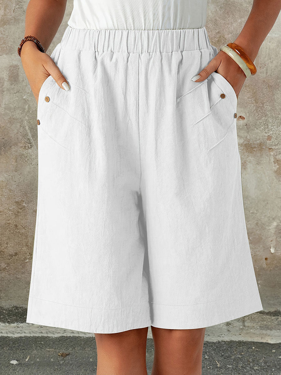 Einfarbige, gerade geschnittene Freizeit-Shorts für Damen