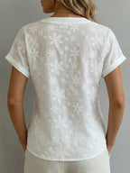 Women's V-neck Embroidered Short-sleeve Shirt