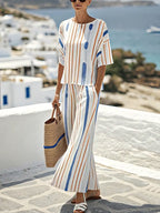 Women's Casual Loose Striped Pants Set