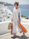 Cotton and linen women's striped suit