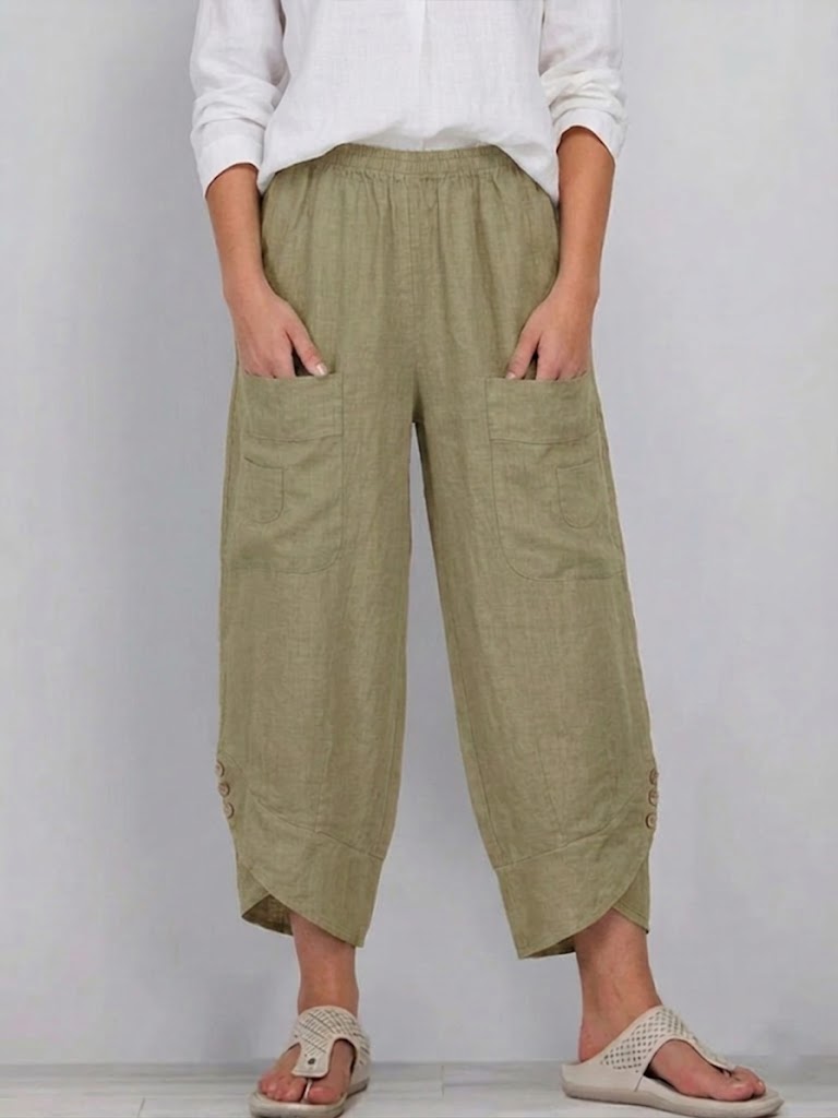 Casual Linen And Cotton Trousers
