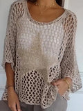 Women's Star Design Round Neck Spring And Summer Knit Sweater
