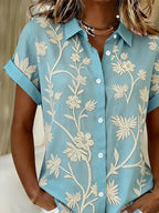 Women'S Casual Color-Blocked Print Shirt