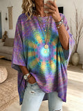 Ethnicity Kaleidoscope Purple Women's Art Print Fashionable Loose Casual Top
