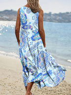 Women's Elegant Vintage Ethnic Pattern Round Neck Dresses