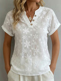Women's V-neck Embroidered Short-sleeve Shirt