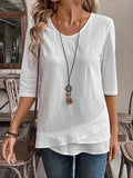 Women'S Casual Solid Color Cotton And Linen Irregular Design Top