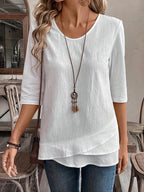 Women'S Casual Solid Color Cotton And Linen Irregular Design Top