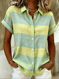 Women'S Casual Color-Blocked Print Shirt