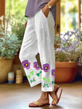 Women's Alzheimer's Purple Floral Casual Pants