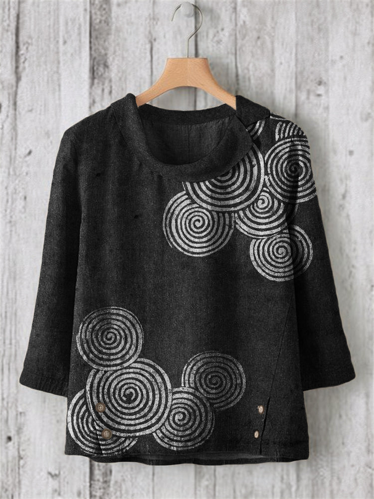 Sea Waves Ripples Japanese Lino Art Linen Blend Tunic
