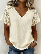 Women'S Casual Lace-Paneled Top