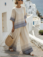 Women'S Loose Striped Pants Suit