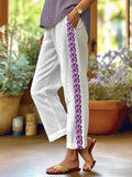 Women's Purple Pansy Floral Print Casual Pants