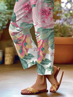 Women's Art Floral Loose Casual Pants (With Pockets)