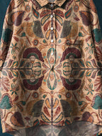 Vintage Ethnic Floral Pattern Art Print Casual Cotton And Linen Shirt