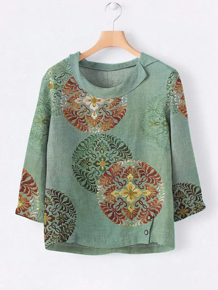 Japanese Art Print Casual Blouse