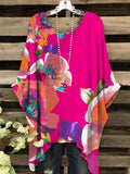 Women's Round Neck Vintage Floral Pattern Short Sleeve Top