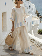 Women'S Loose Striped Pants Suit