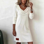 Women's long sleeve cowl neck knitted dress