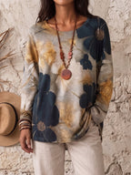 Cozy Vintage Floral Print Cotton Top