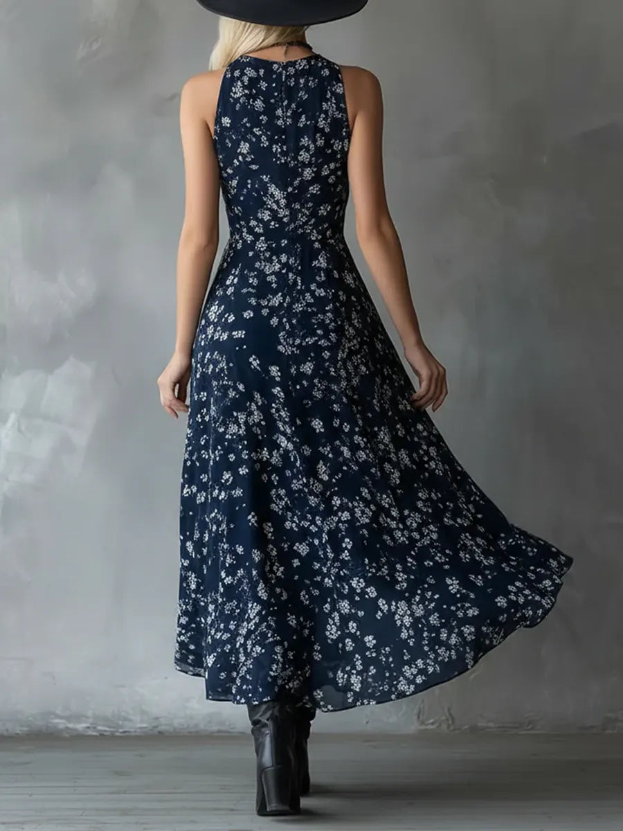 Women's Vintage Elegant Sleeveless V-neck Maxi Dress