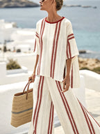 Women's Casual Loose Striped Pants Set