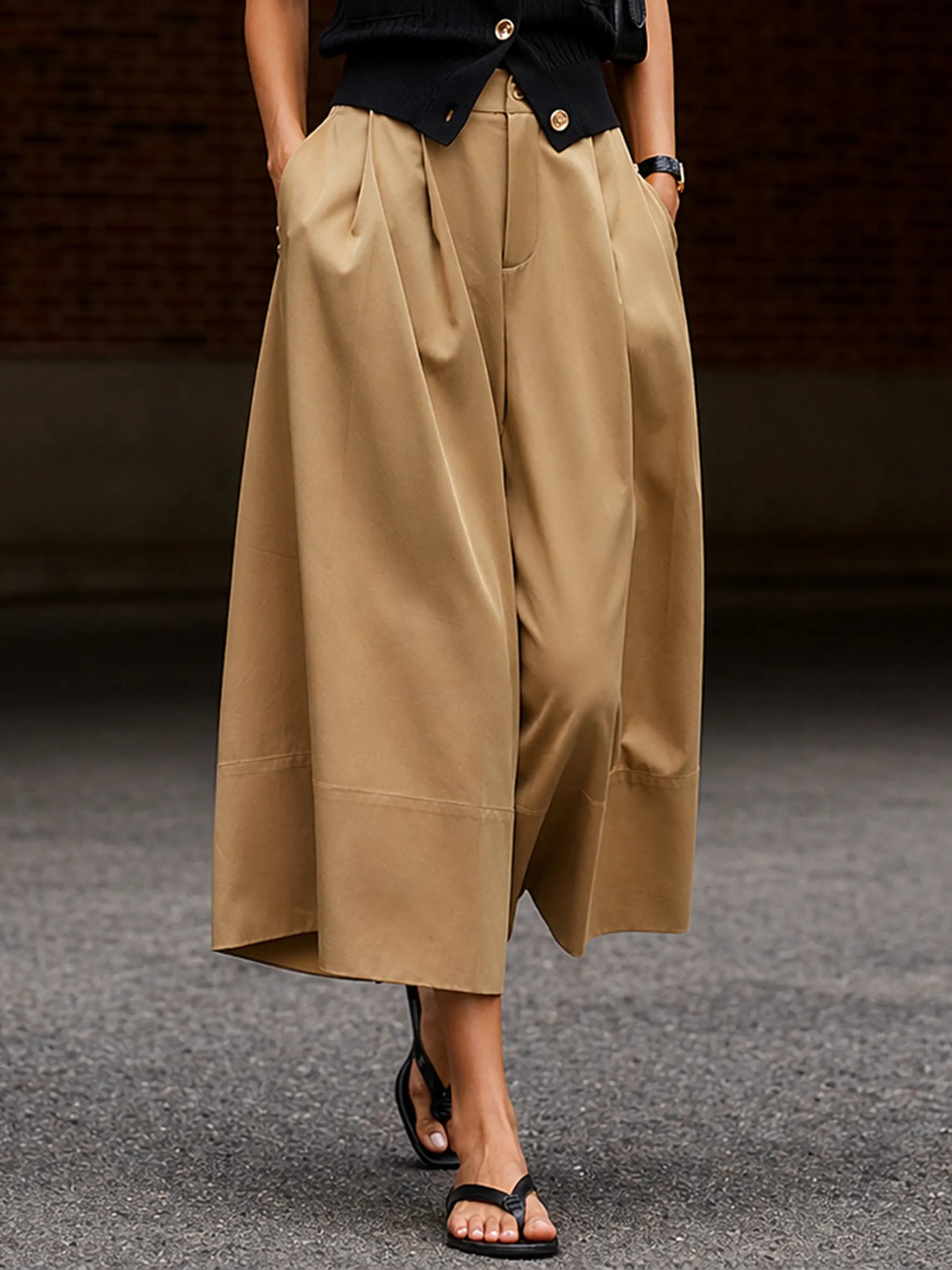 Women's Fashionable Combed Cotton Wide-leg Pants