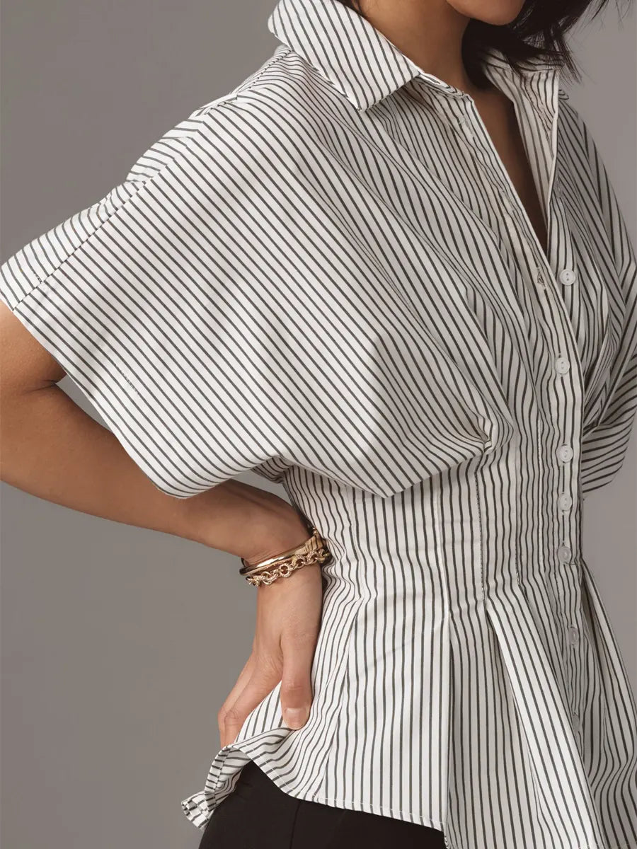 Women's Striped Art Pattern Casual Cotton Shirt