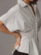 Women's Striped Art Pattern Casual Cotton Shirt